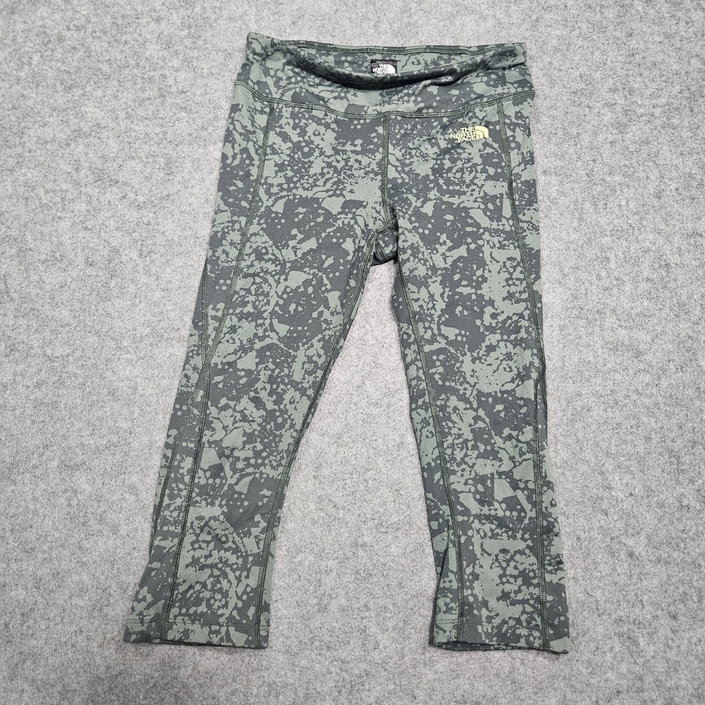 THE NORTH FACE PULSE CAPRI LEGGING‎ Running Active Pants Green Camo Sz S/P